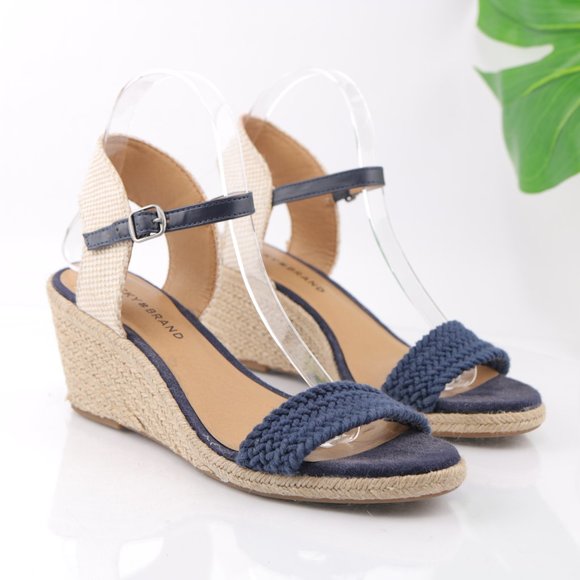 Lucky Brand Shoes - Lucky Brand Katereena Sandal Espadrille Wedge Ankle Strap Braided Blue Size 8.5